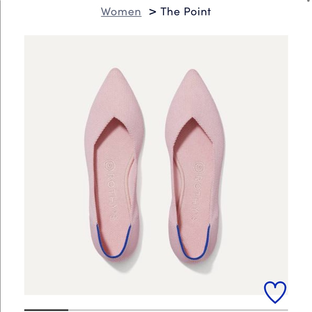 Rothys Blush The Point Flats Size 9.5